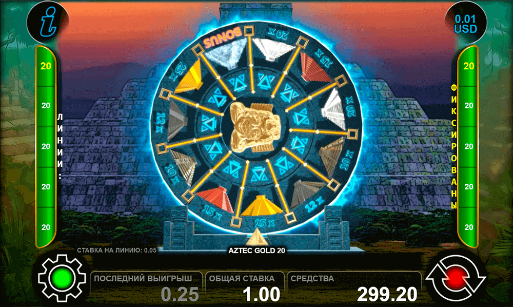 Бонусная игра в Aztec Gold Бонусная игра в Aztec Gold
